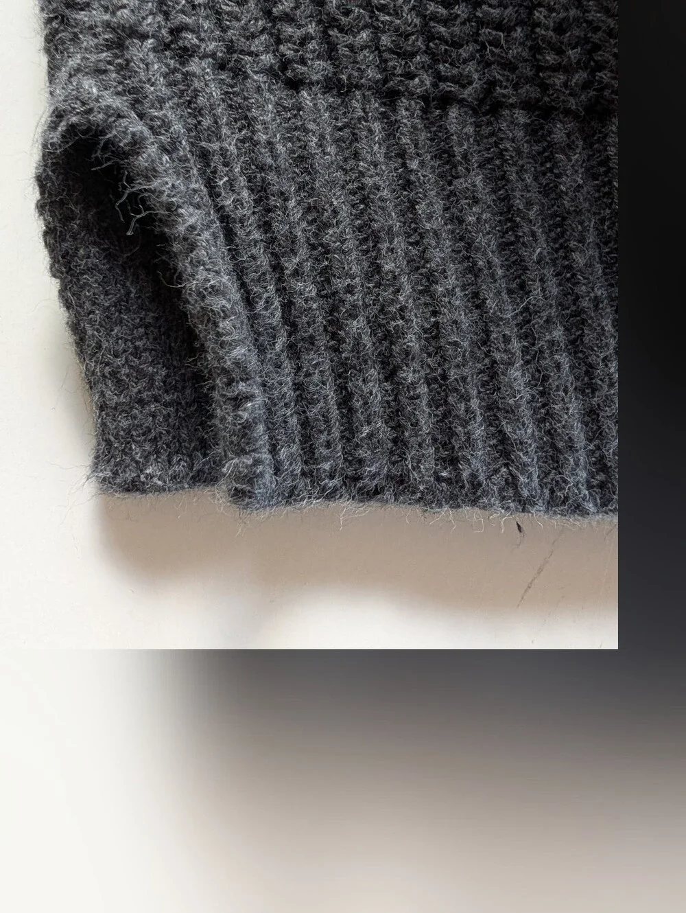 PACT Organic Cotton Chunky Knit Cropped Boxy Sweater Charcoal Grey Medium